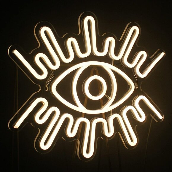 Evil Eye Greek Spiritual Neon Light LED Wall Decor Sign Dorm Bedroom Bathroom - Picture 1 of 5